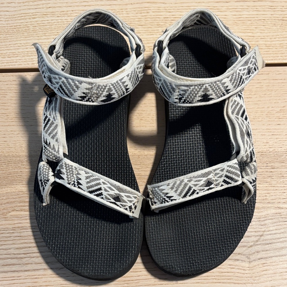 Black and White Patterned Teva Sandals
